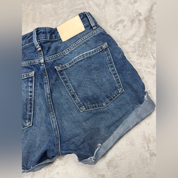 Everlane The Cheeky Jean Raw Hem Dark Blue Button Fly Jean Shorts Size 25 - Picture 11 of 15
